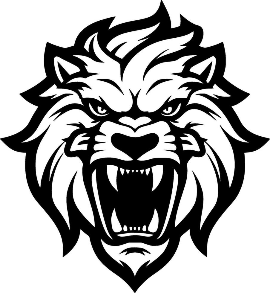 Lion, Black and White Vector illustration