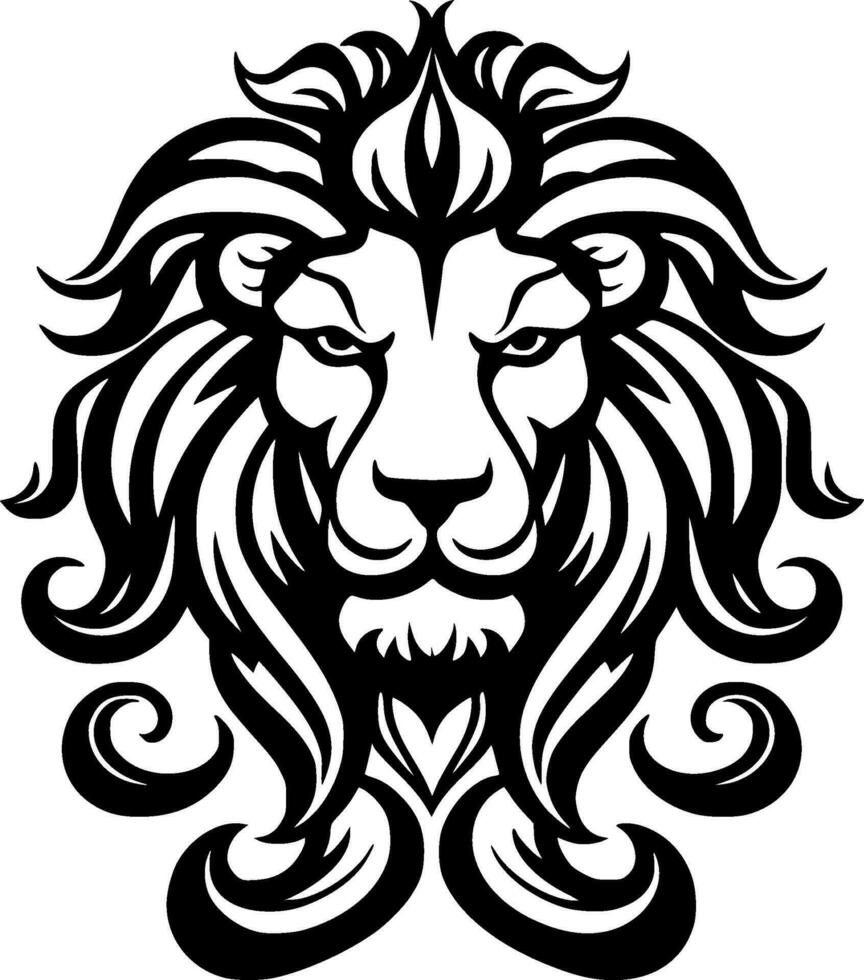 Lion, Black and White Vector illustration