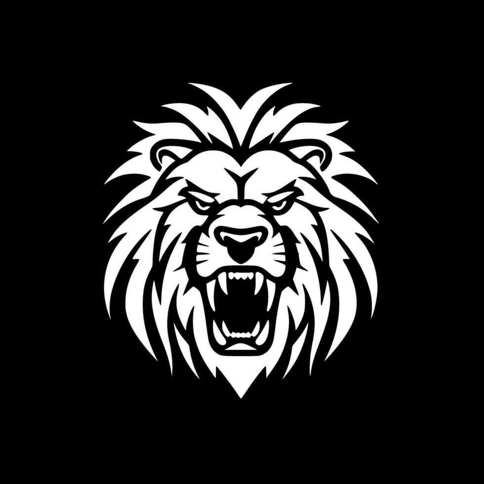 Lion, Black and White Vector illustration