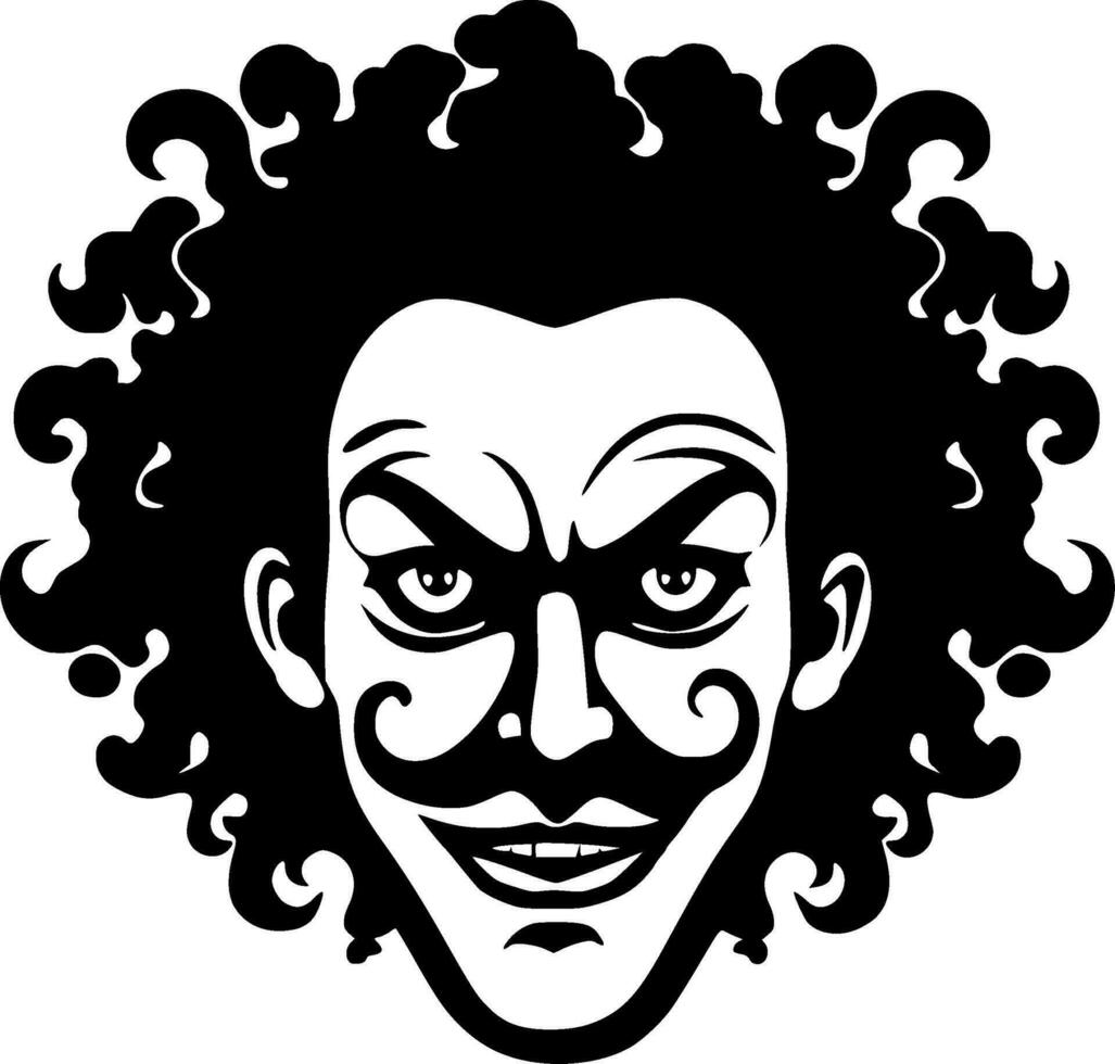 Clown, Black and White Vector illustration