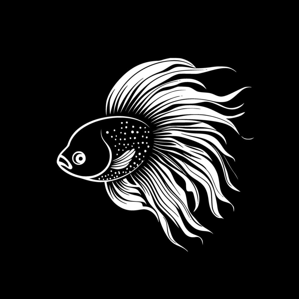 Beta Fish - Black and White Isolated Icon - Vector illustration