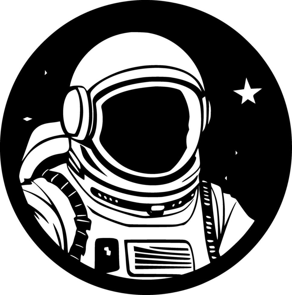 Astronaut, Black and White Vector illustration