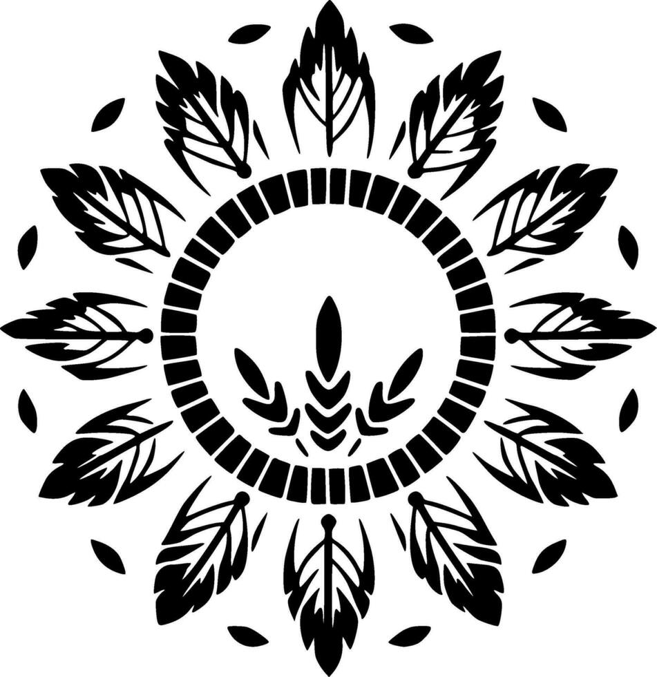 Boho - Black and White Isolated Icon - Vector illustration