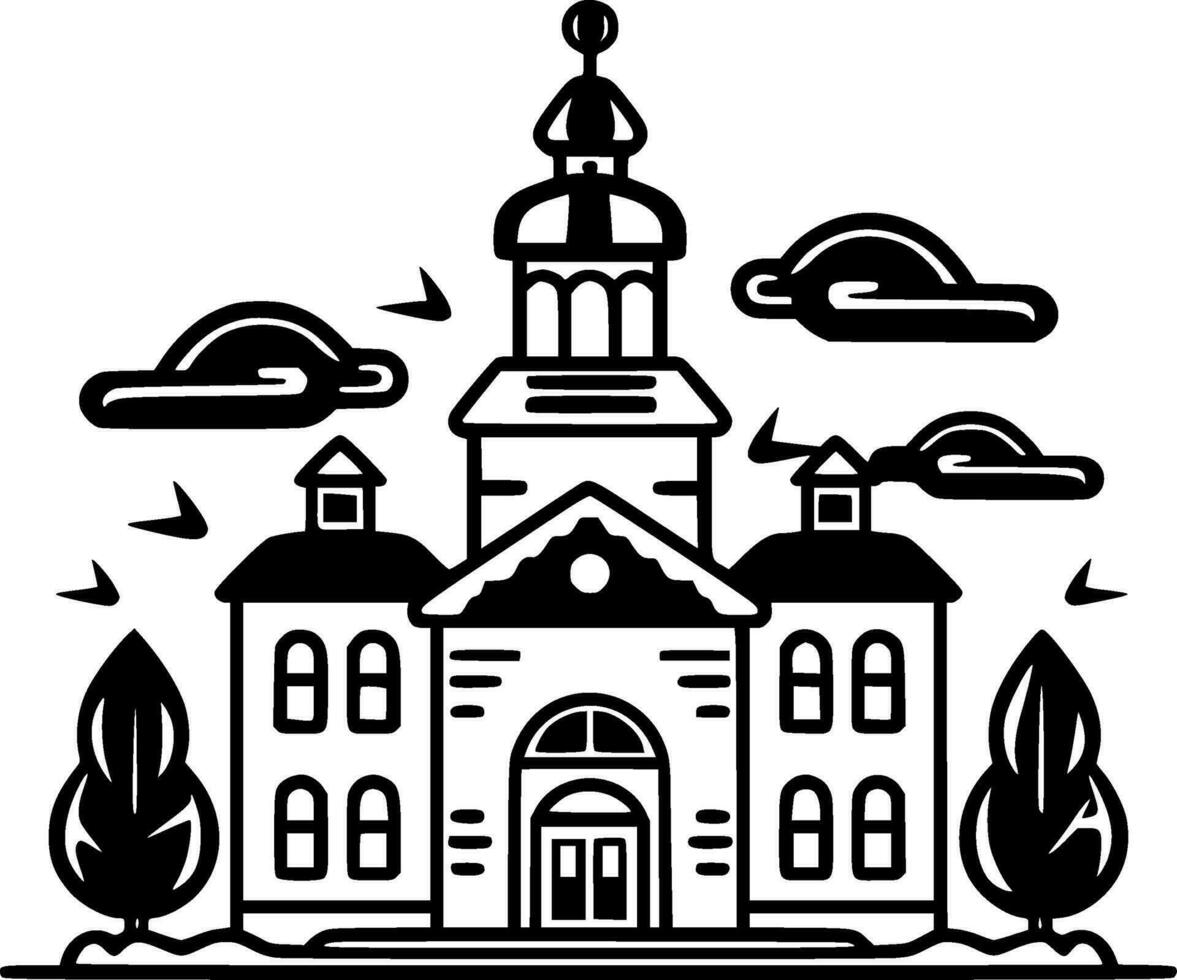 Back To School - Black and White Isolated Icon - Vector illustration