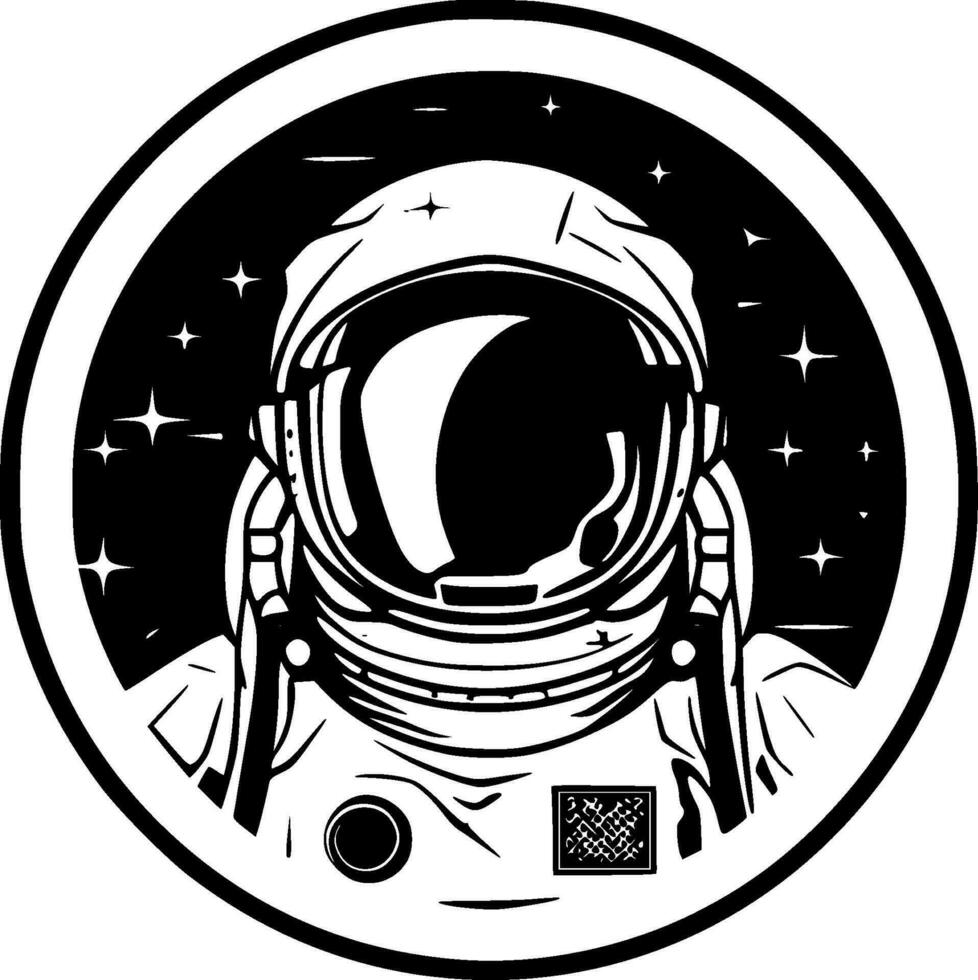 Astronaut - Black and White Isolated Icon - Vector illustration