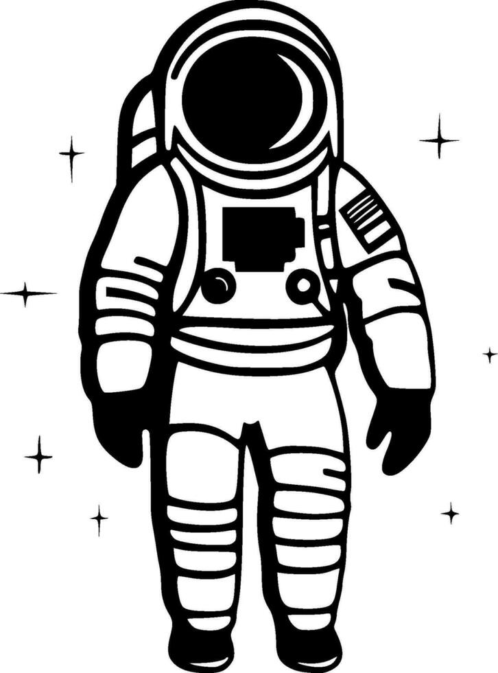Astronaut - Black and White Isolated Icon - Vector illustration