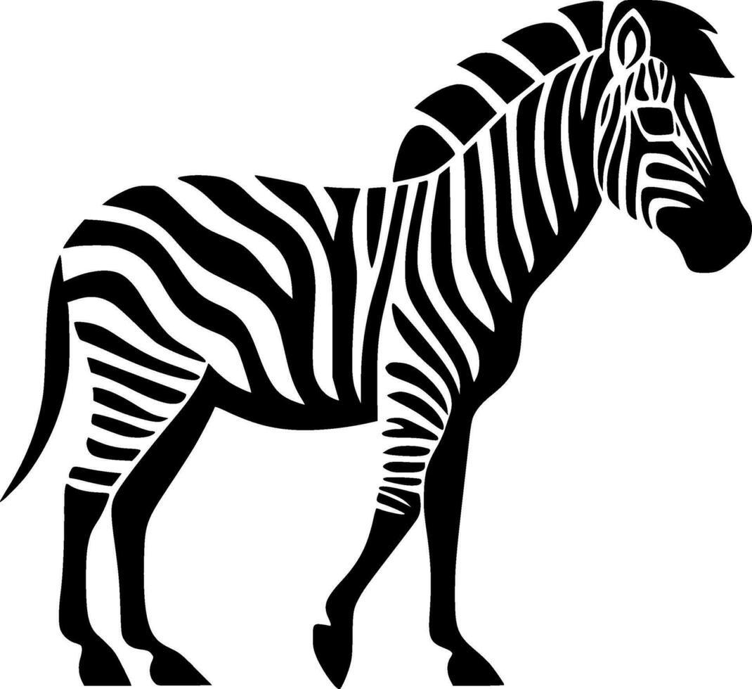 Zebra - Black and White Isolated Icon - Vector illustration