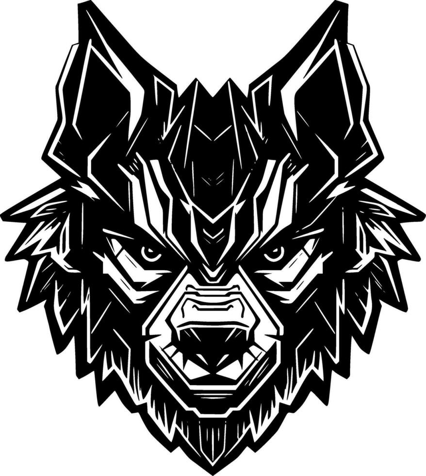 lobo - negro y blanco aislado icono - vector ilustración