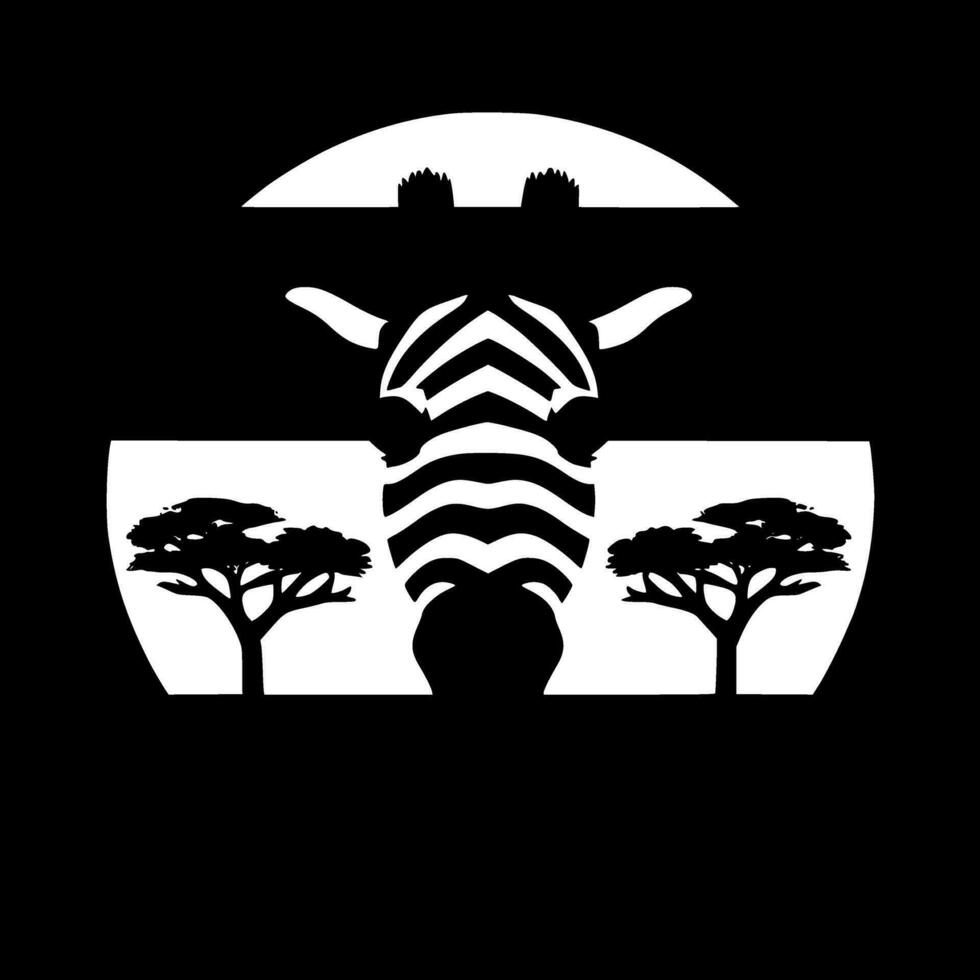 Africa, Black and White Vector illustration