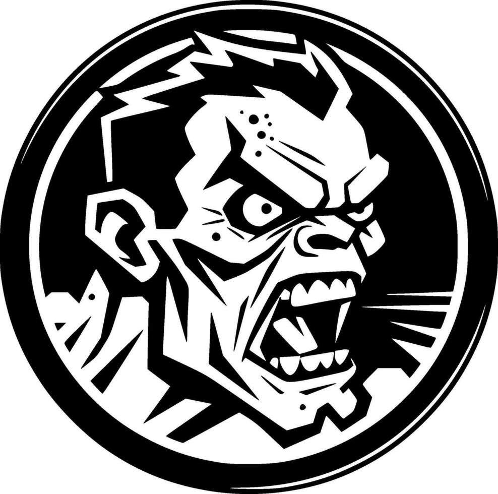 Zombie - Black and White Isolated Icon - Vector illustration