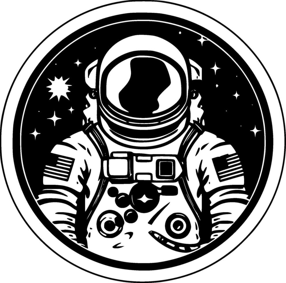 Astronaut - Black and White Isolated Icon - Vector illustration