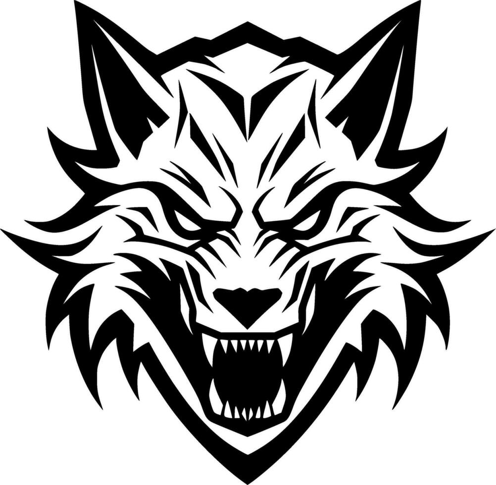 Wolf, Black and White Vector illustration