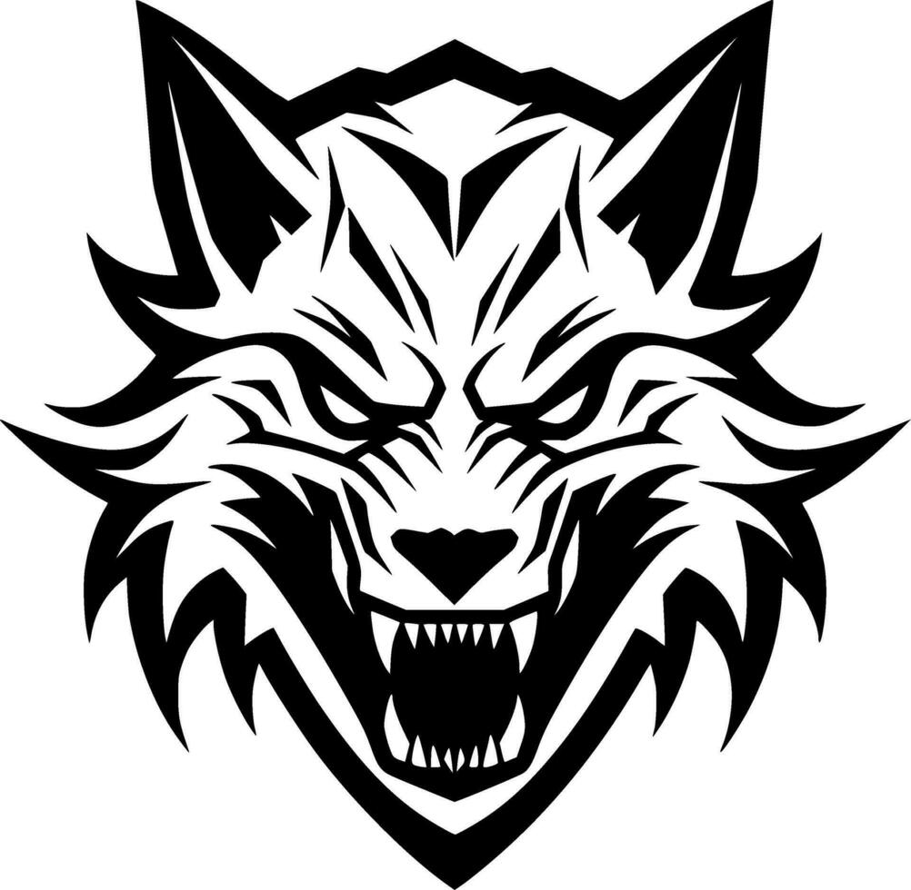 Wolf, Black and White Vector illustration