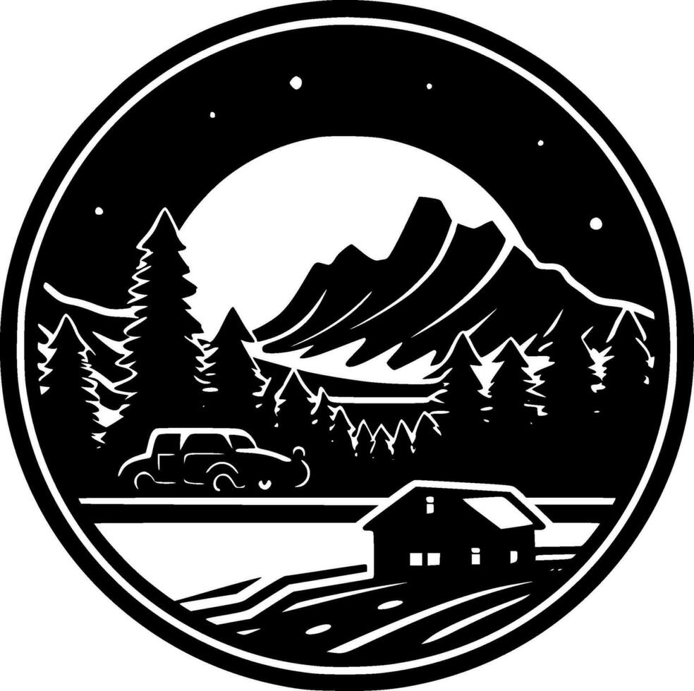 Western - Black and White Isolated Icon - Vector illustration