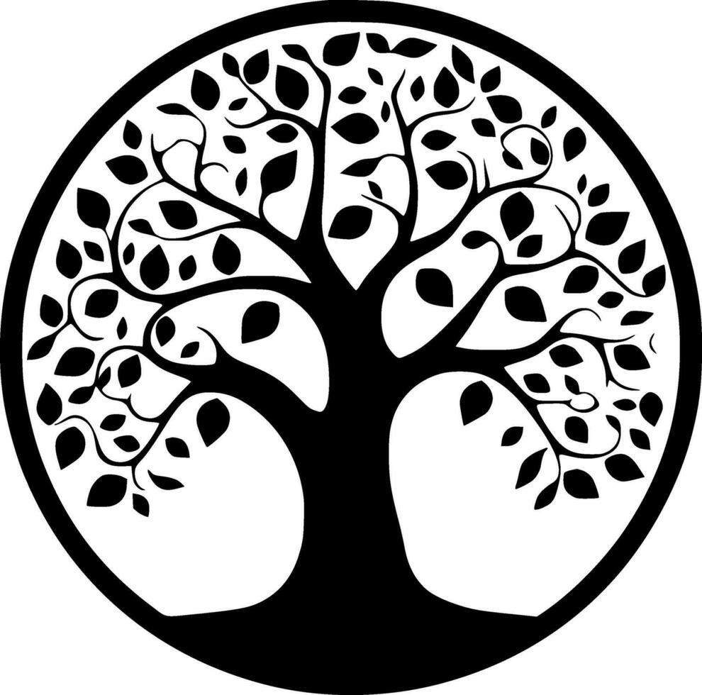 Tree - Black and White Isolated Icon - Vector illustration