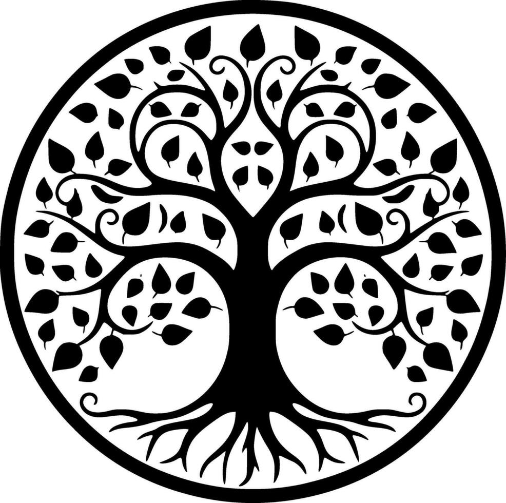 Tree - Black and White Isolated Icon - Vector illustration