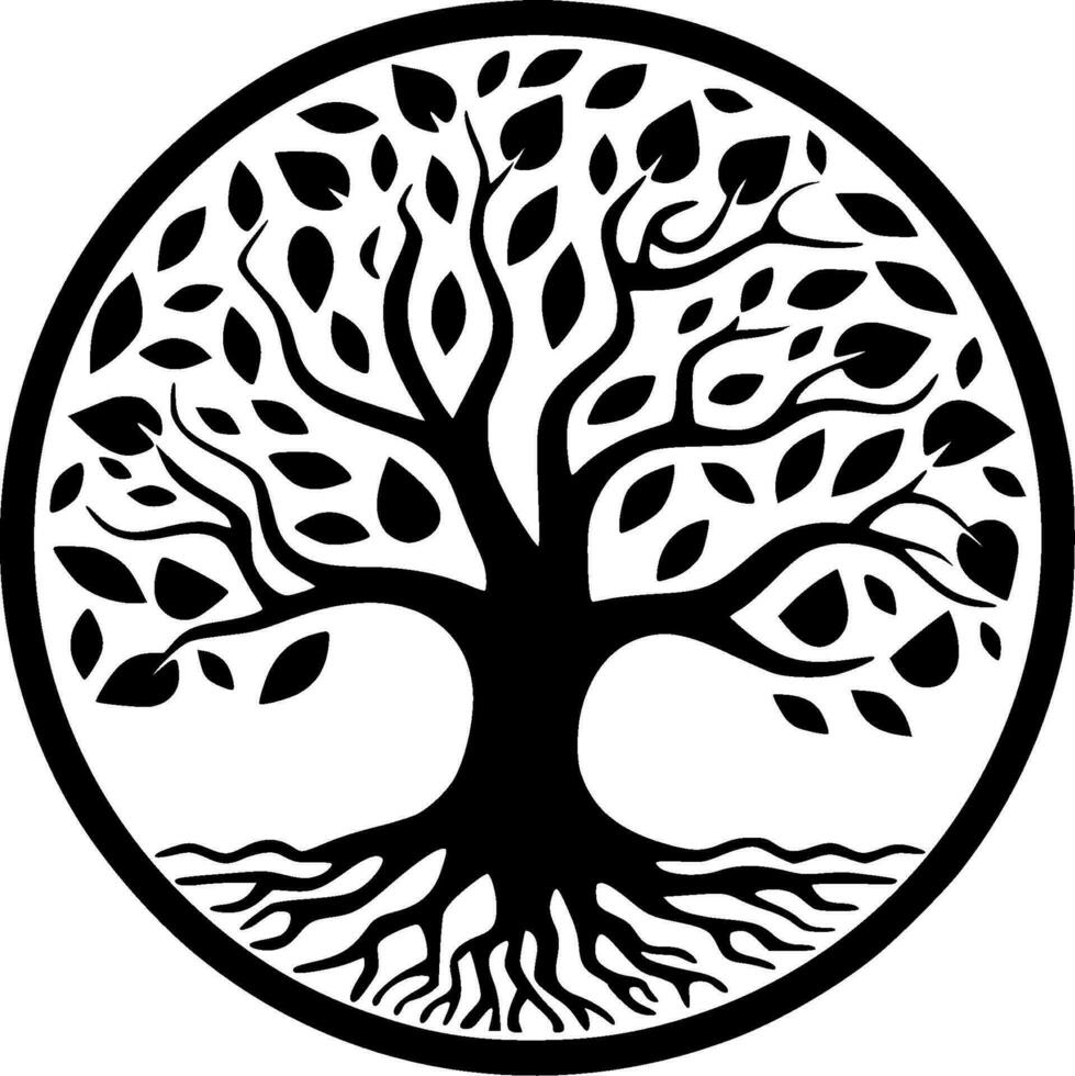 árbol, negro y blanco vector ilustración