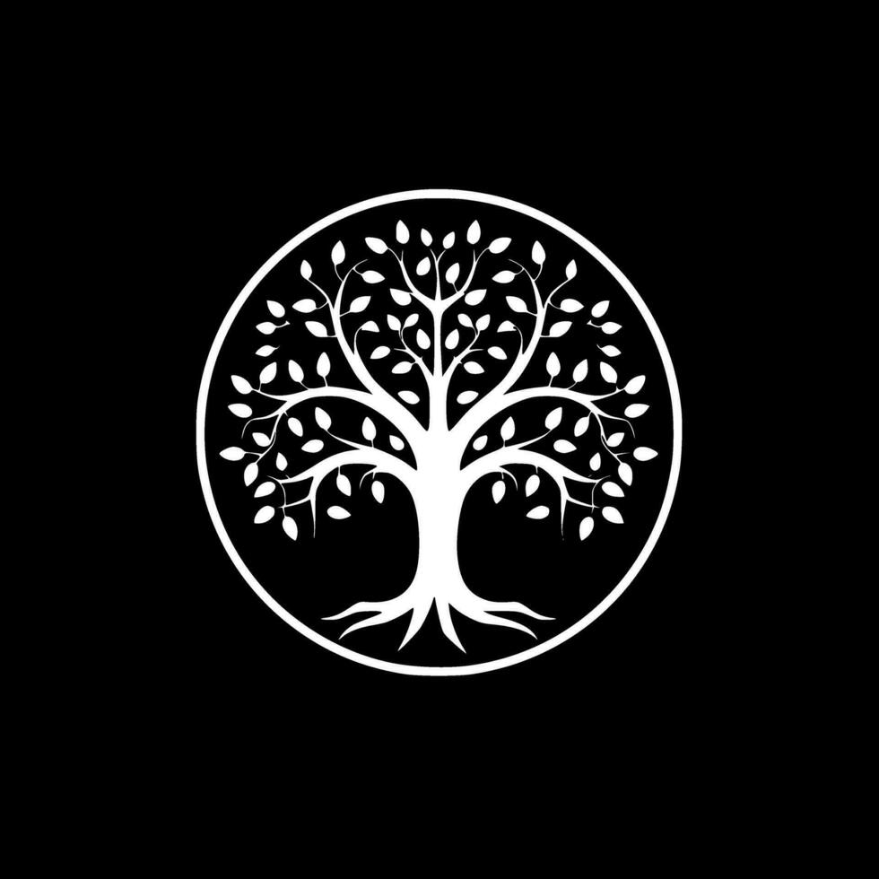 Tree of Life - Black and White Isolated Icon - Vector illustration