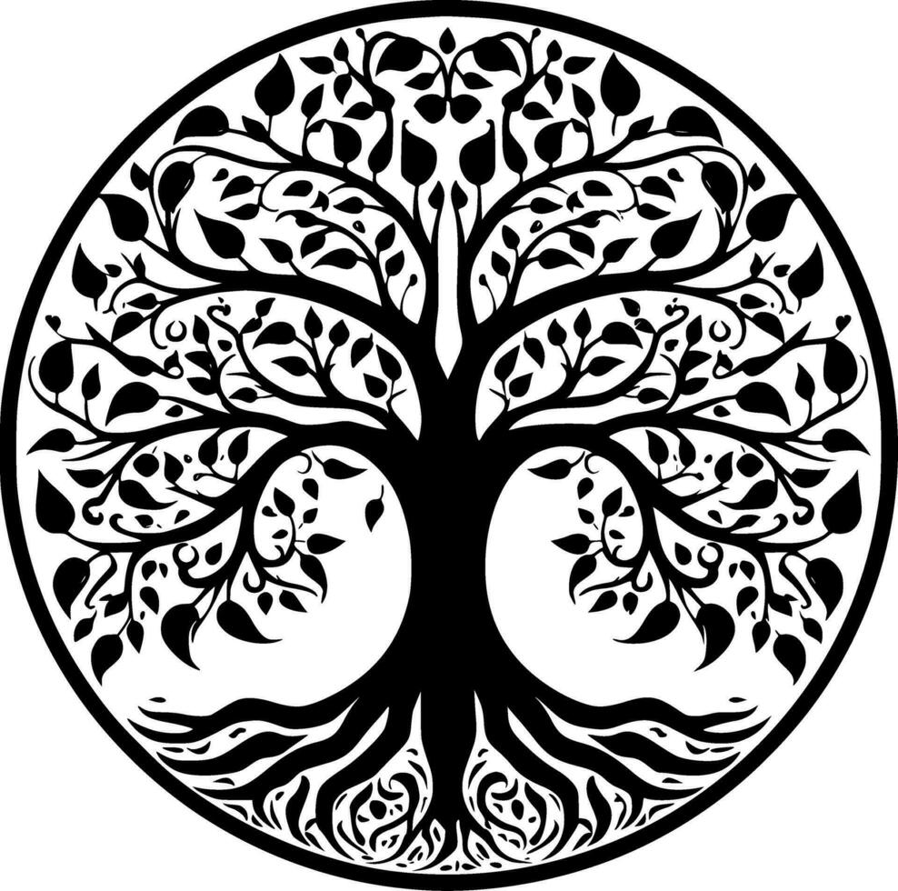 Tree, Black and White Vector illustration