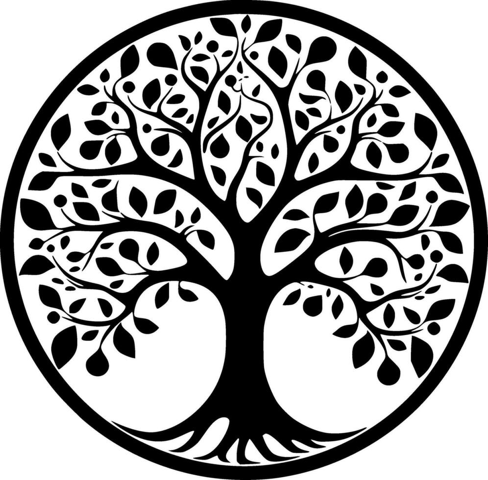Tree, Black and White Vector illustration