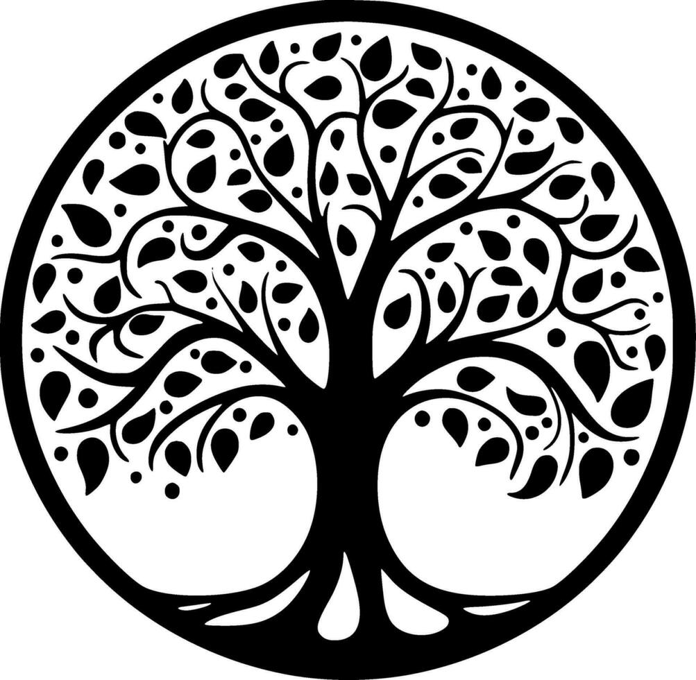 Tree - Black and White Isolated Icon - Vector illustration