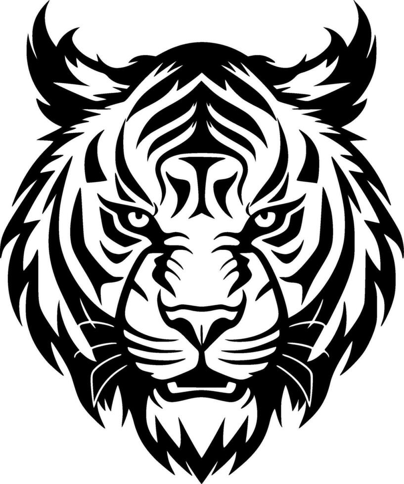 Tiger - Black and White Isolated Icon - Vector illustration