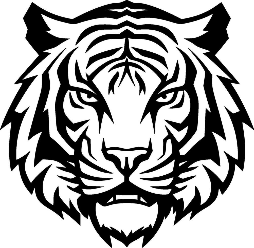 Tiger, Black and White Vector illustration