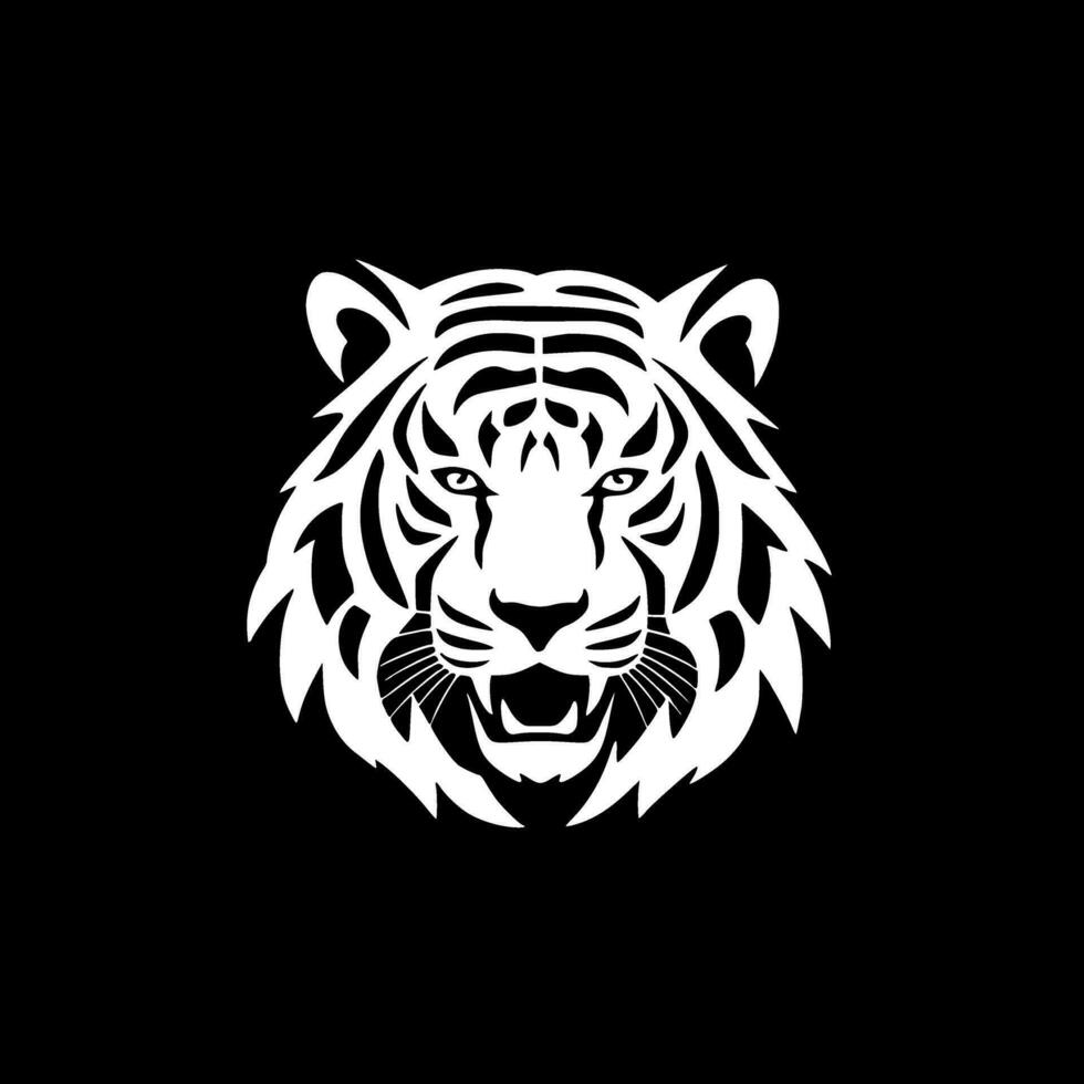 Tigre - negro y blanco aislado icono - vector ilustración