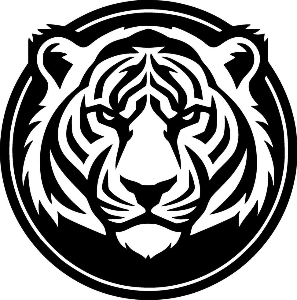 Tigre - negro y blanco aislado icono - vector ilustración