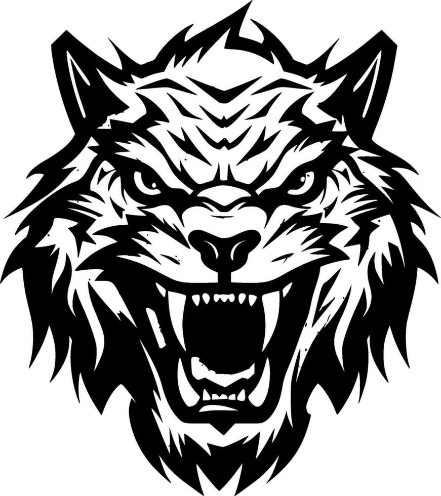 Tiger, Black and White Vector illustration
