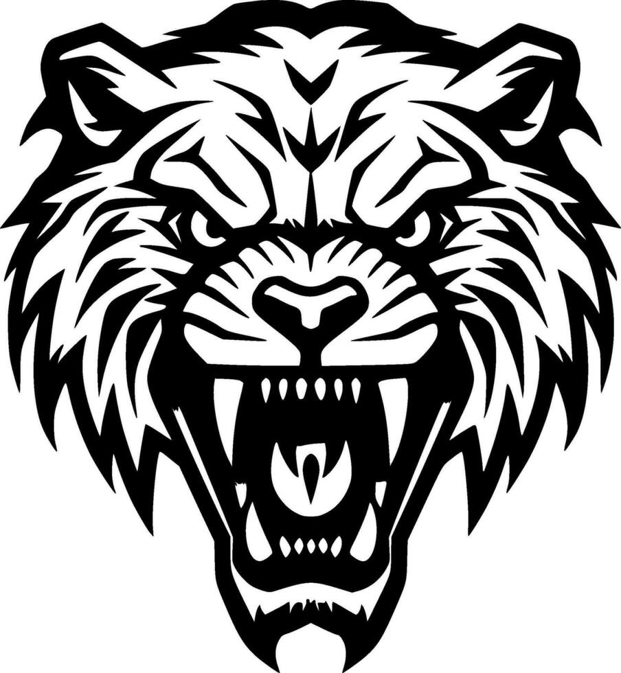 Tigre - negro y blanco aislado icono - vector ilustración