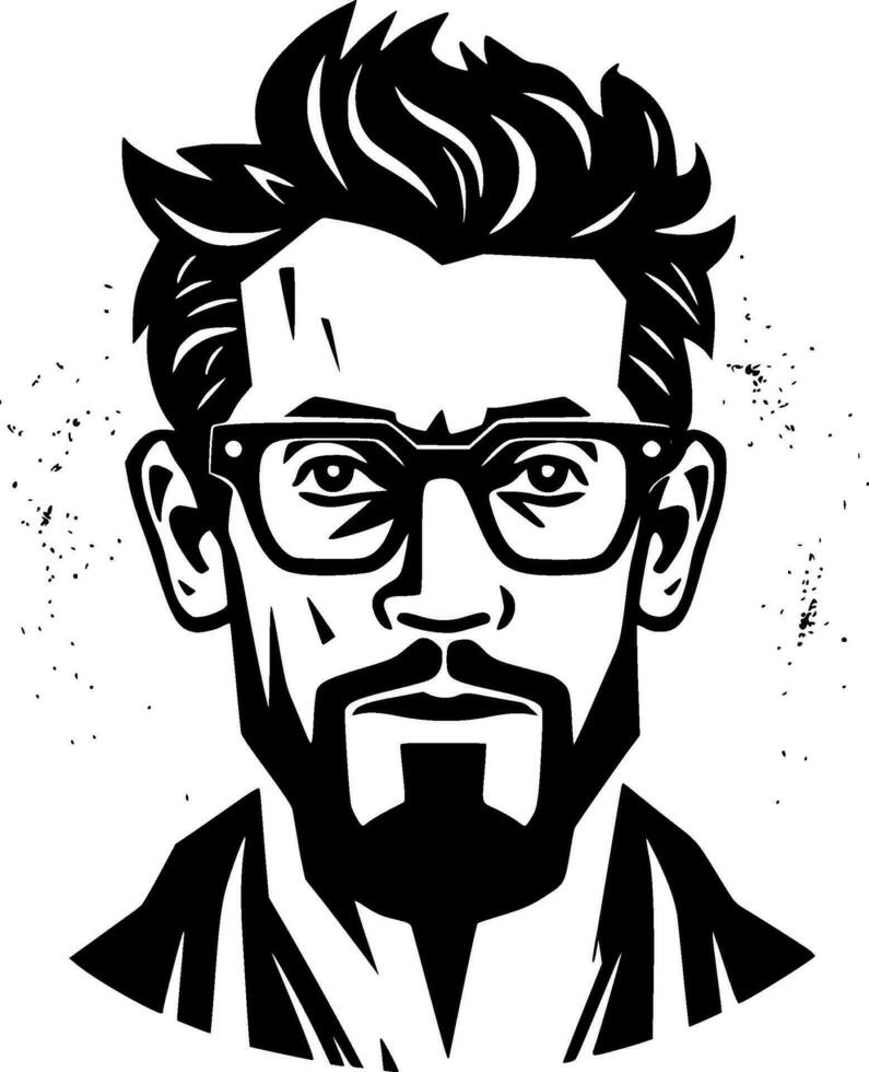Teacher, Black and White Vector illustration