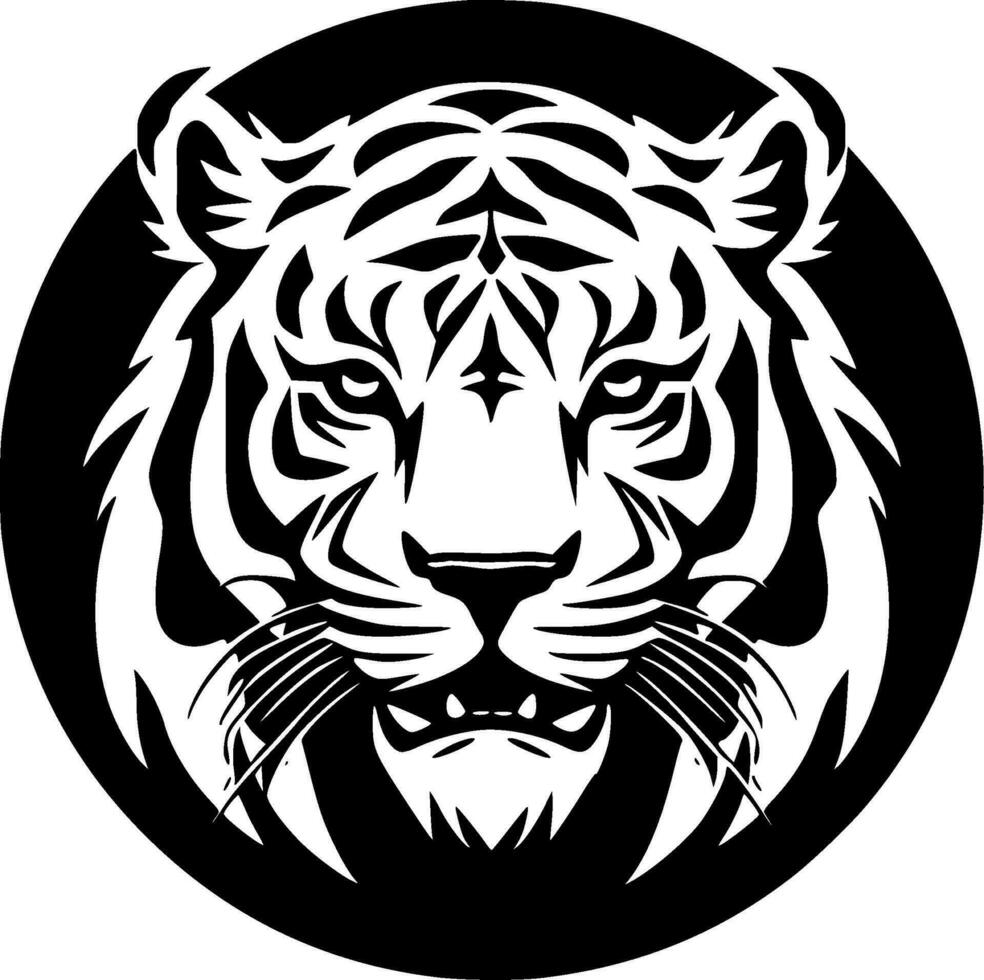 Tigre - negro y blanco aislado icono - vector ilustración