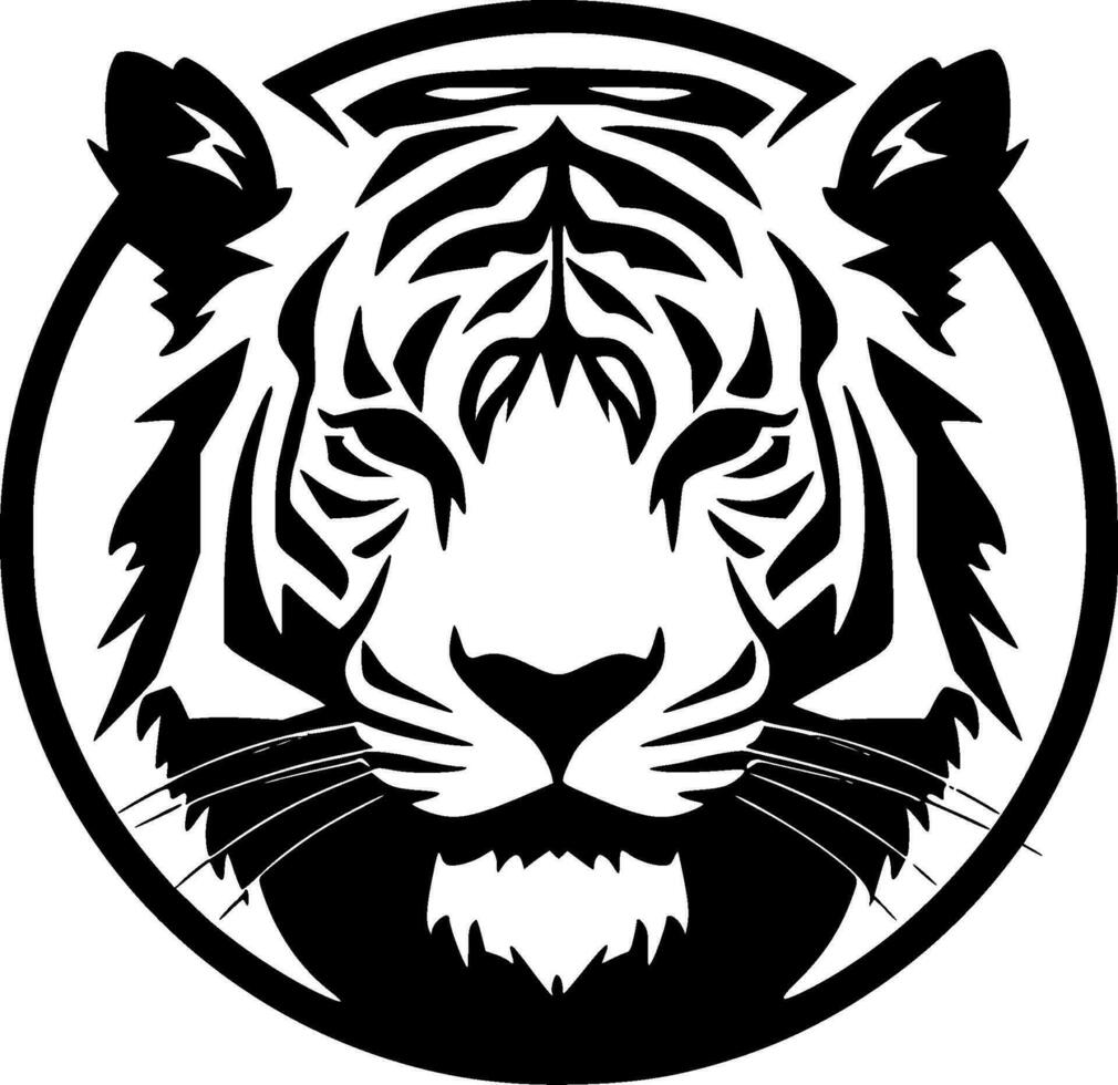 Tiger - Black and White Isolated Icon - Vector illustration