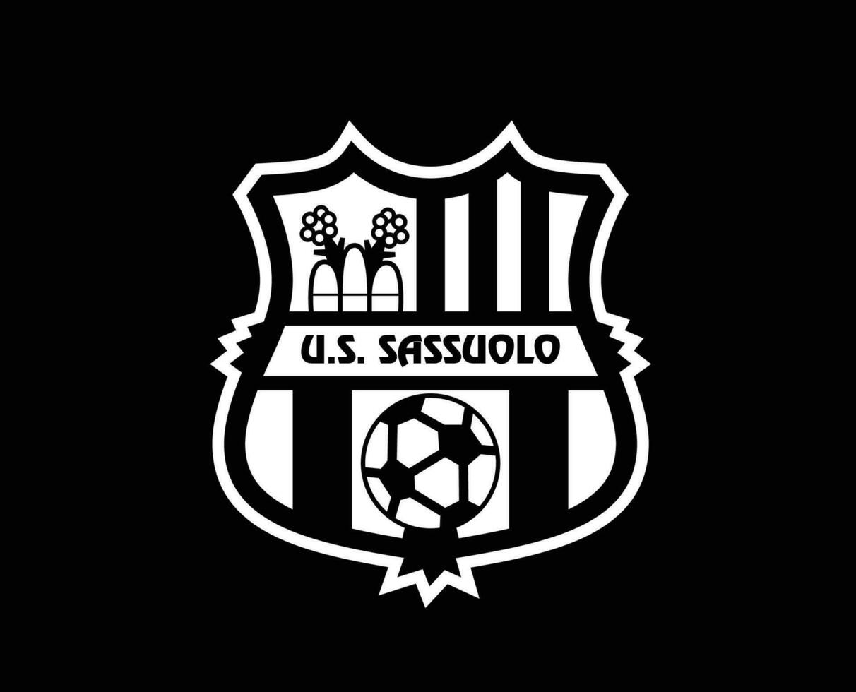 US Sassuolo Calcio Club Symbol Logo White Serie A Football Calcio Italy Abstract Design Vector Illustration With Black Background