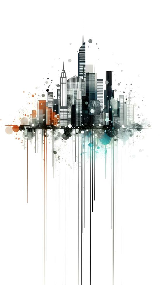 architecture abstract cityscape buildings with skyscrapers generative AI. photo