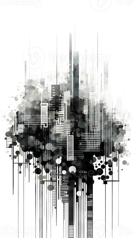 architecture abstract cityscape buildings with skyscrapers generative AI. photo