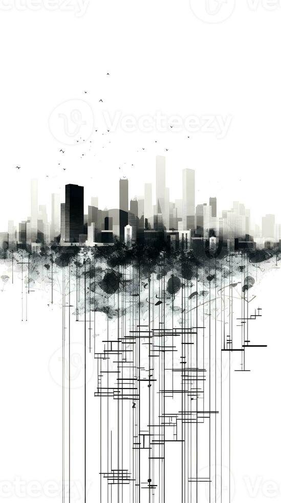 architecture abstract cityscape buildings with skyscrapers generative AI. photo