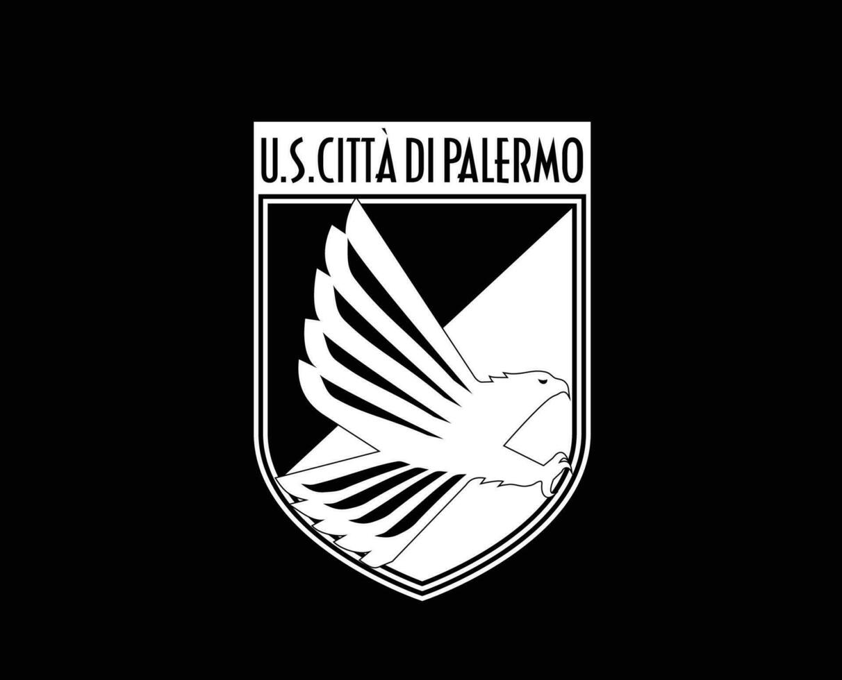 Palermo FC Club Logo Symbol White Serie A Football Calcio Italy Abstract Design Vector Illustration With Black Background