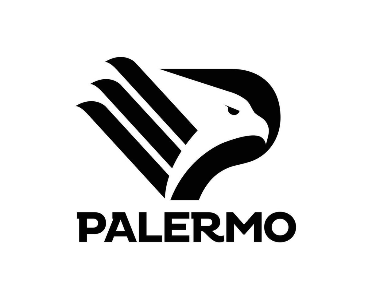 palermo fc club logo símbolo negro serie un fútbol americano calcio Italia resumen diseño vector ilustración