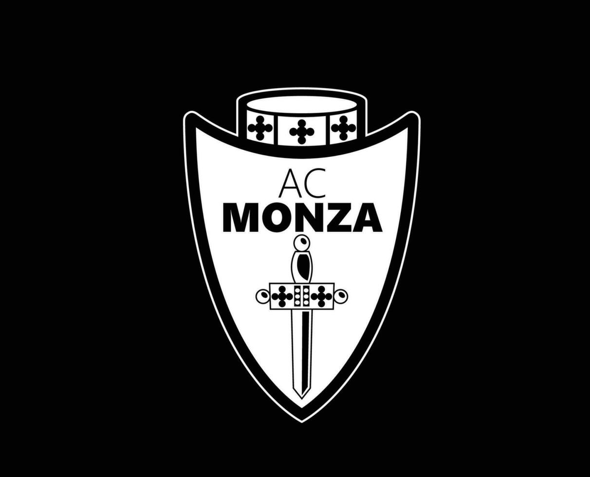 AC Monza Club Symbol Logo White Serie A Football Calcio Italy Abstract Design Vector Illustration With Black Background