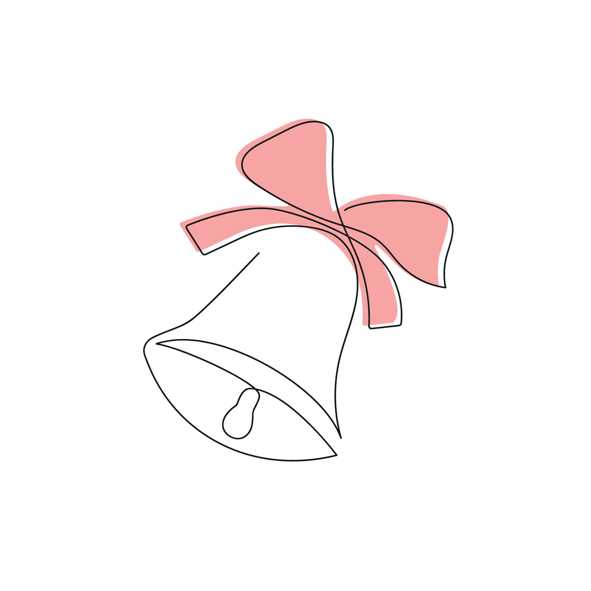 Holiday Outline Clipart-christmas bell decorated with a ribbon