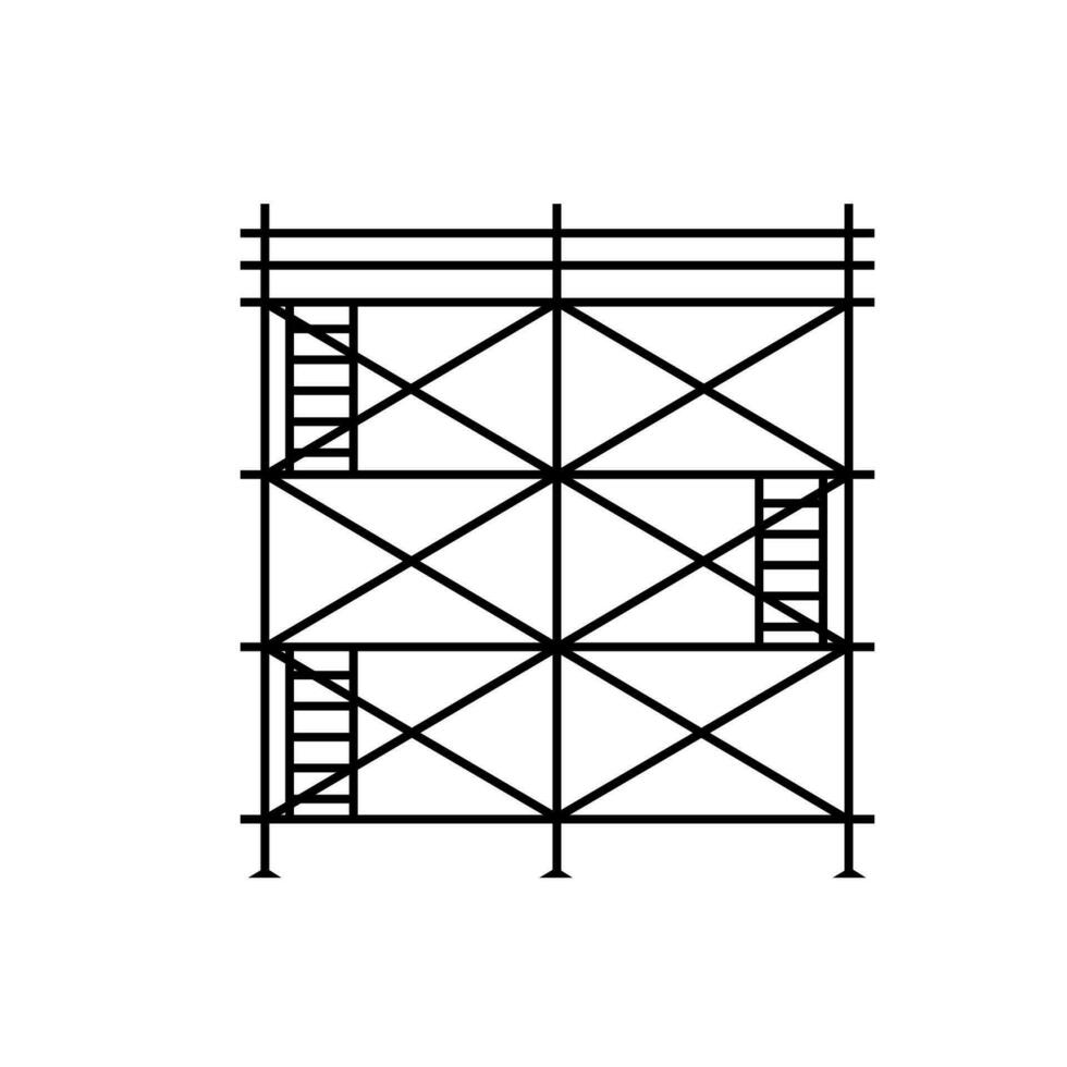 Scaffolding construction flat line icon vector illustration