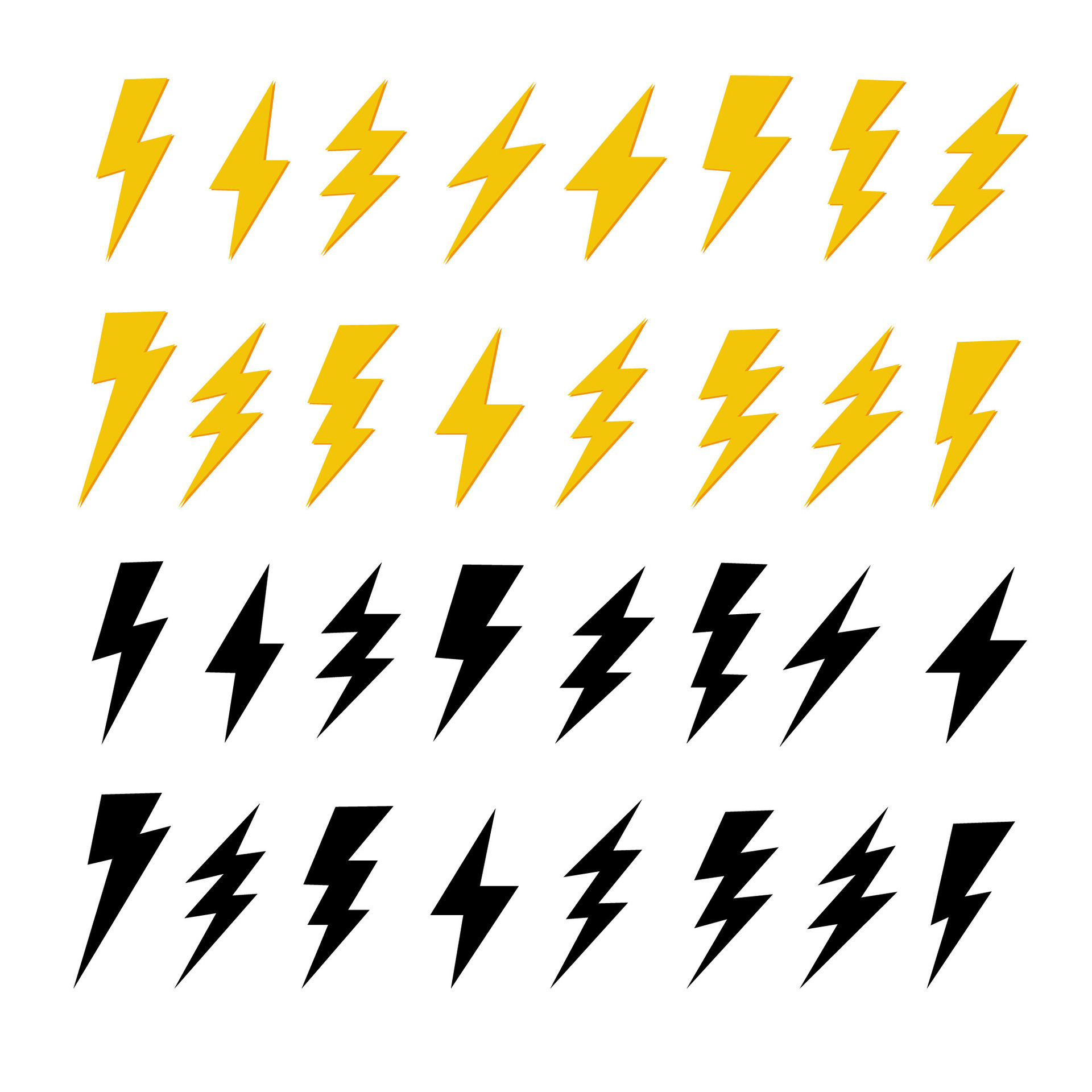 Set of Black and yellow thunder vector illustration 27463565 Vector Art