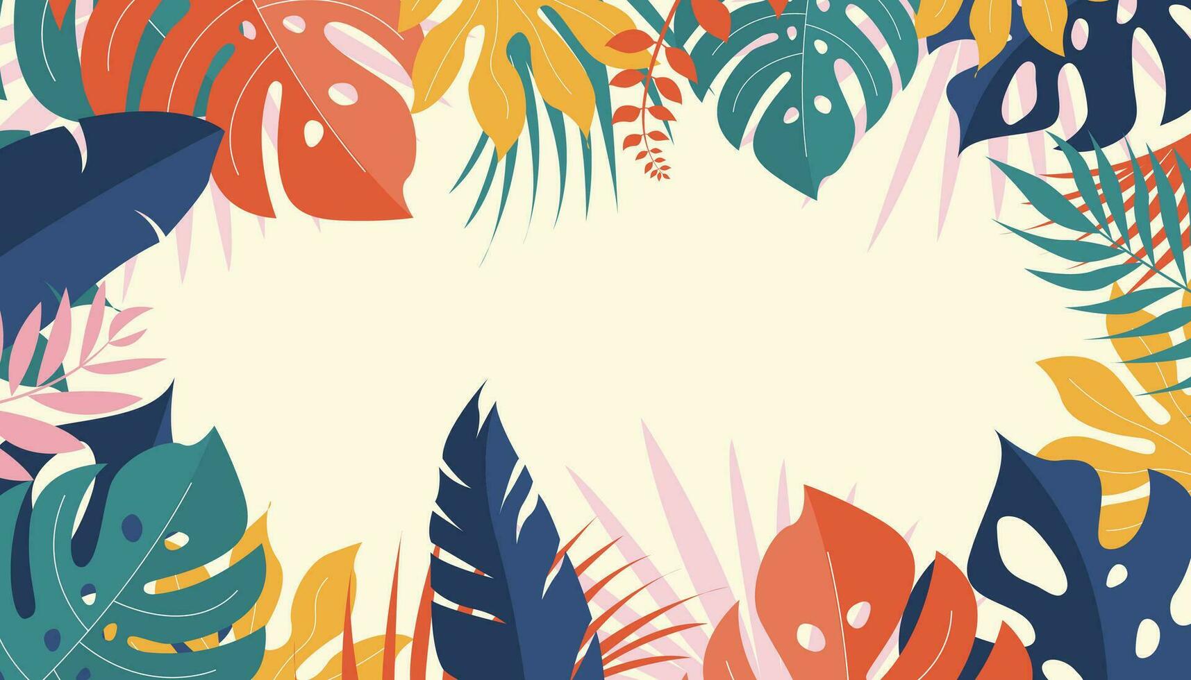 Tropical summer background with leaves vector illustration