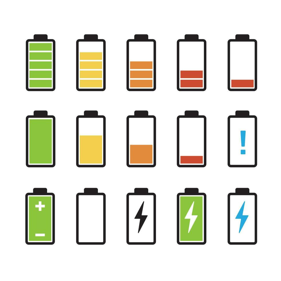 Battery icons with level charger vector illustration