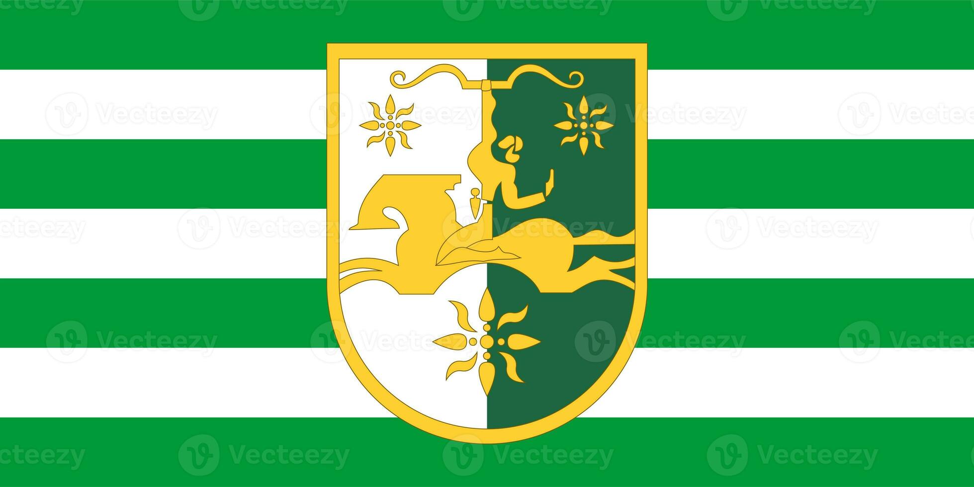 The official current flag and coat of arms of Republic of Abkhazia. State flag of Abkhazia. Illustration. photo
