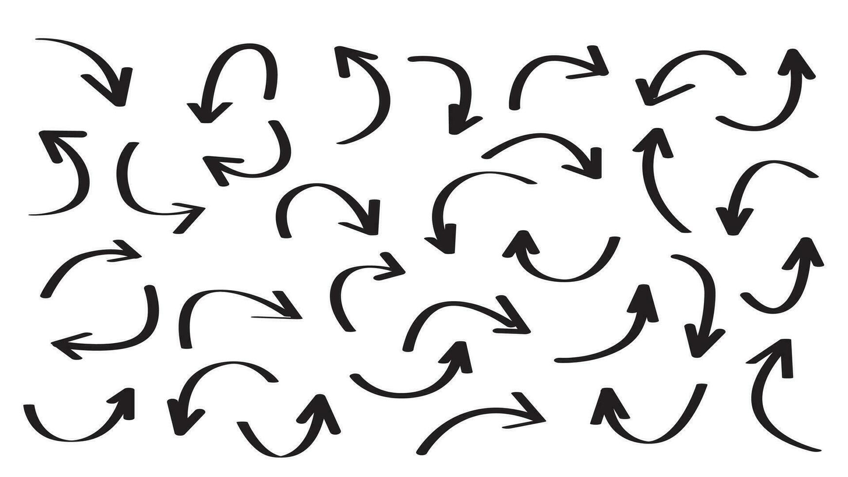 Arrows hand drawn set vector icon