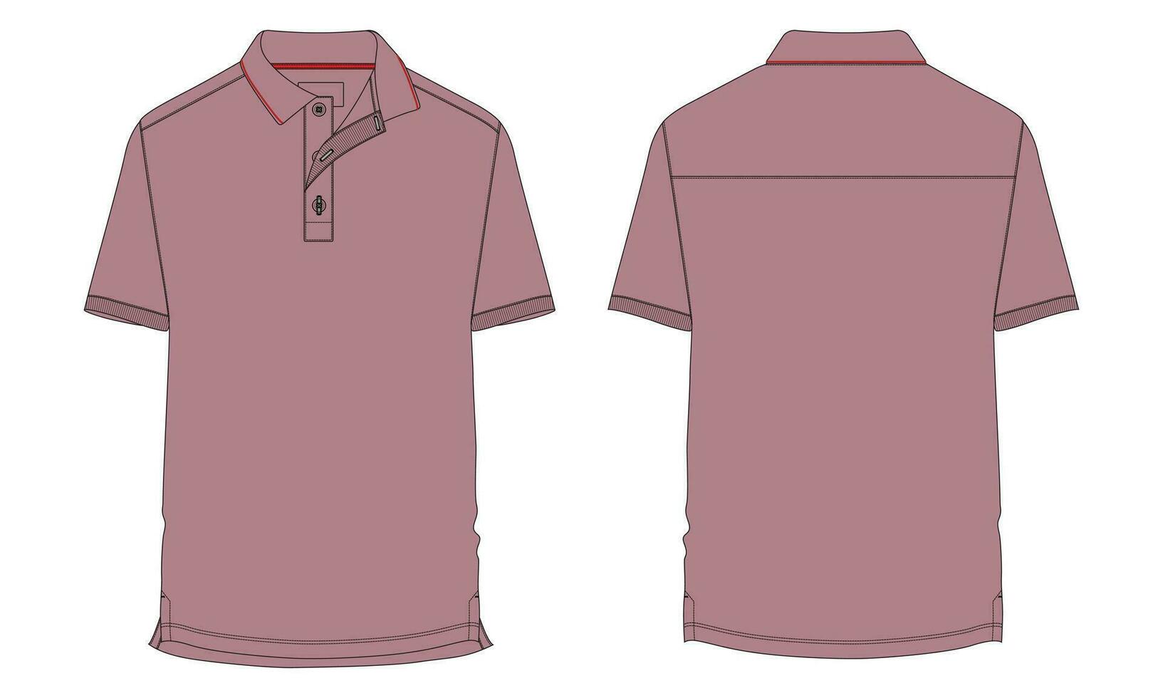 Polo shirt vector illustration template front and back views