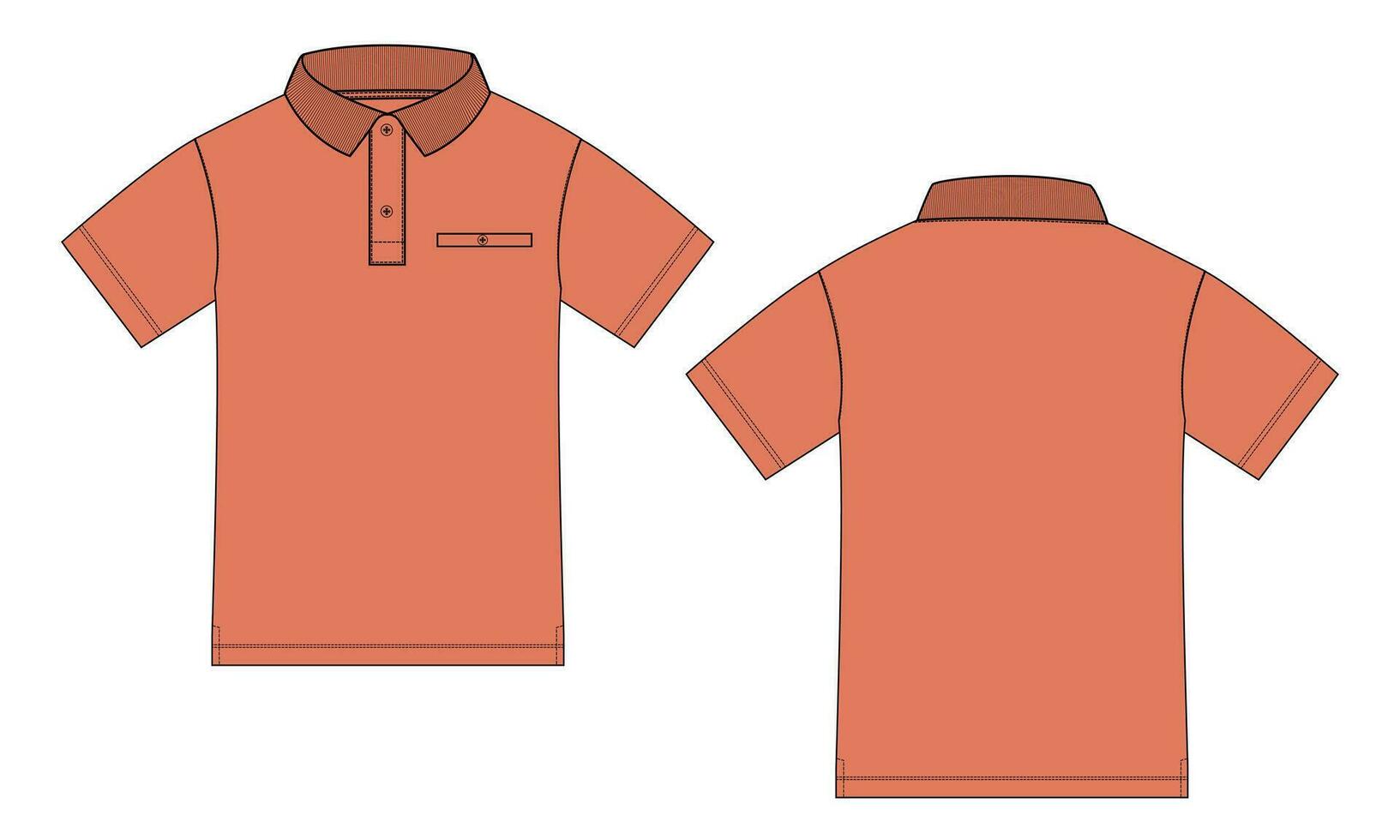 polo camisa vector ilustración modelo frente y espalda puntos de vista